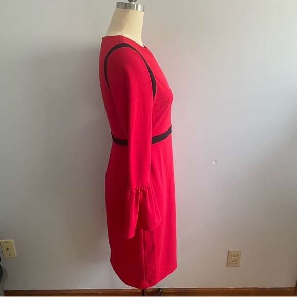 Calvin Klein Color-Blocked Bell Sleeve Sheath Dress- Red & Black- Size 10- NWT - Picture 6 of 12